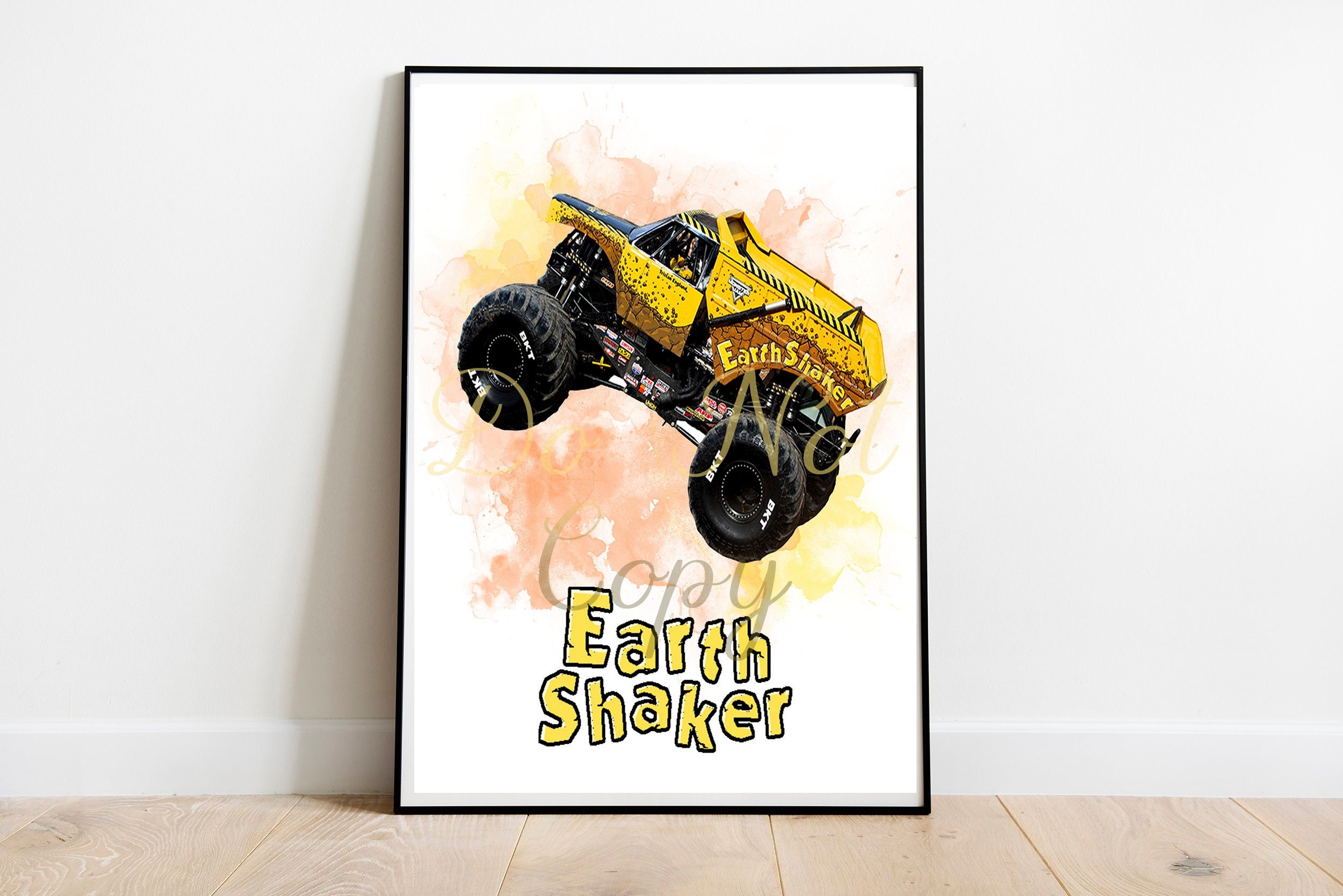 Earth Shaker Monster Truck Poster Yellow Watercolour Monster - Etsy