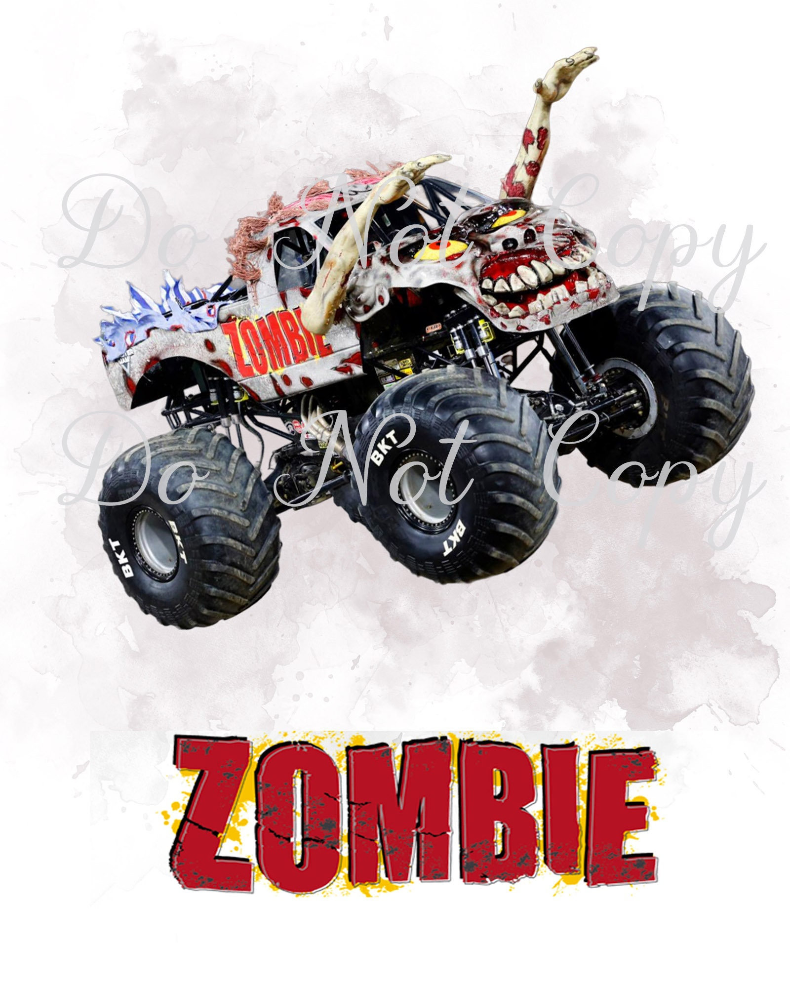 Zombie Monster Truck Digital PNG Watercolour Poster Kids Room - Etsy