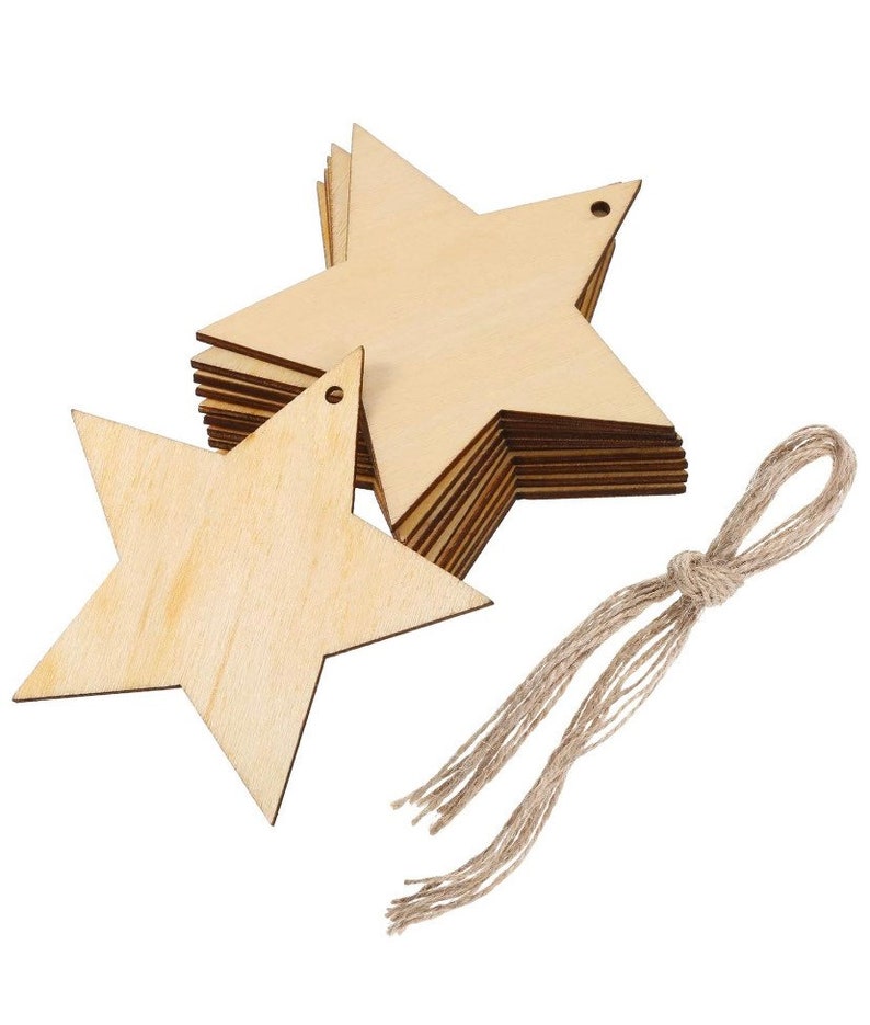 Wood Star Cutouts 3 Hanging Ornaments with Strings 20 50 Etsy