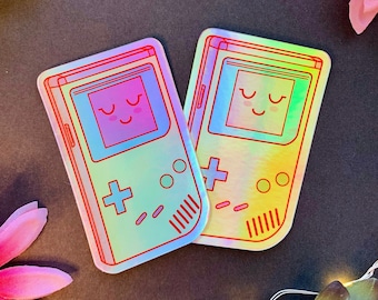 Holographic Gameboy Sticker- Gameboy- Retro Nintendo Inspired- Classic Vinyl Die-Cut Sticker- Retro Video Game Sticker- Nostalgia sticker