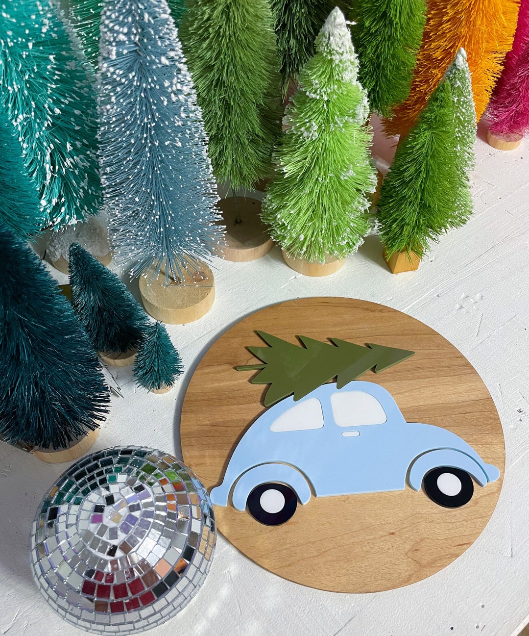 Vintage Car Christmas Vintage Car Christmas Decor Boho Car Sign Blue