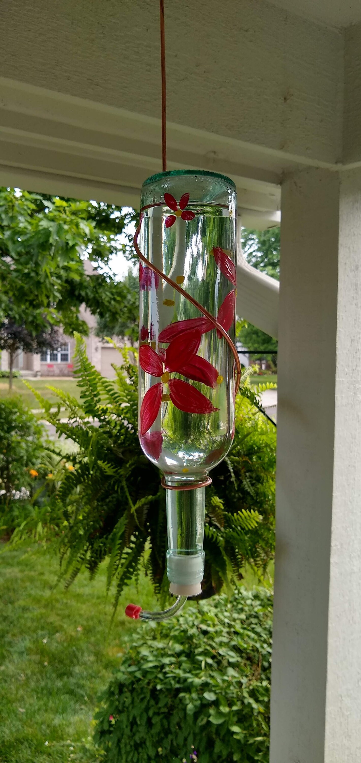 Hand Painted Wine Bottle Hummingbird Feeder - Etsy