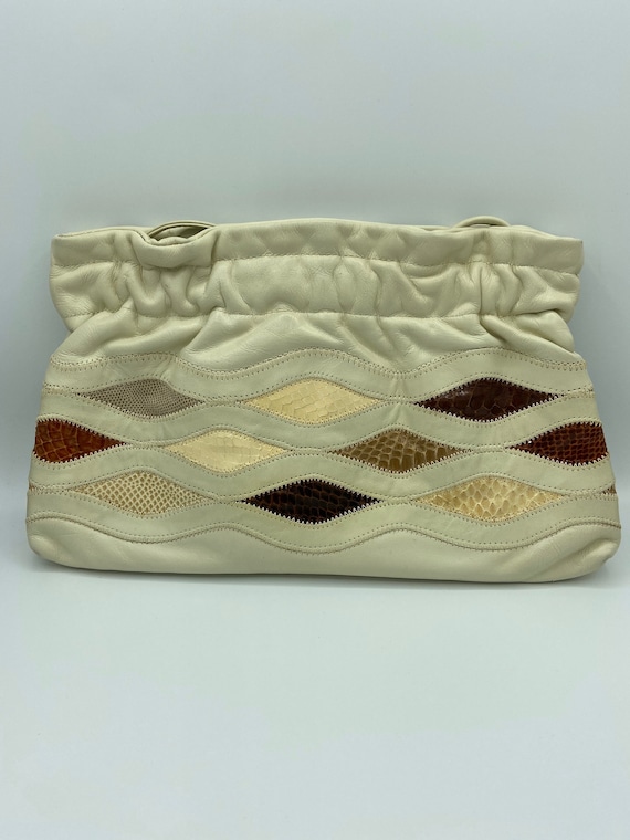 Large Vintage Leather Snake Skin Python Reptile P… - image 2