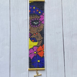 Beautiful Sugar Skull Beaded Bracelet, Handmade beaded bracelet