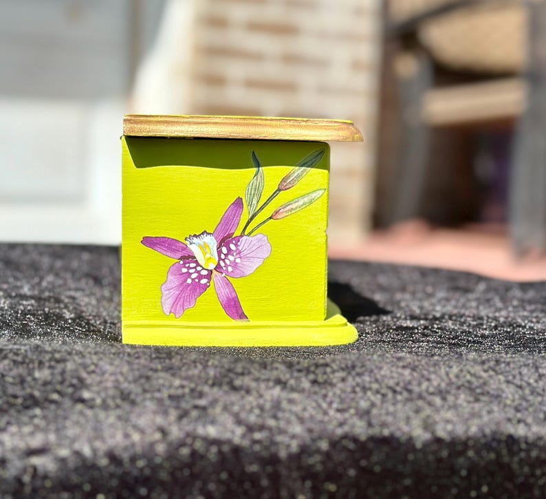 Reburbished, Wooden, Green, Floral & Insect Design, Jewelry Box - Etsy