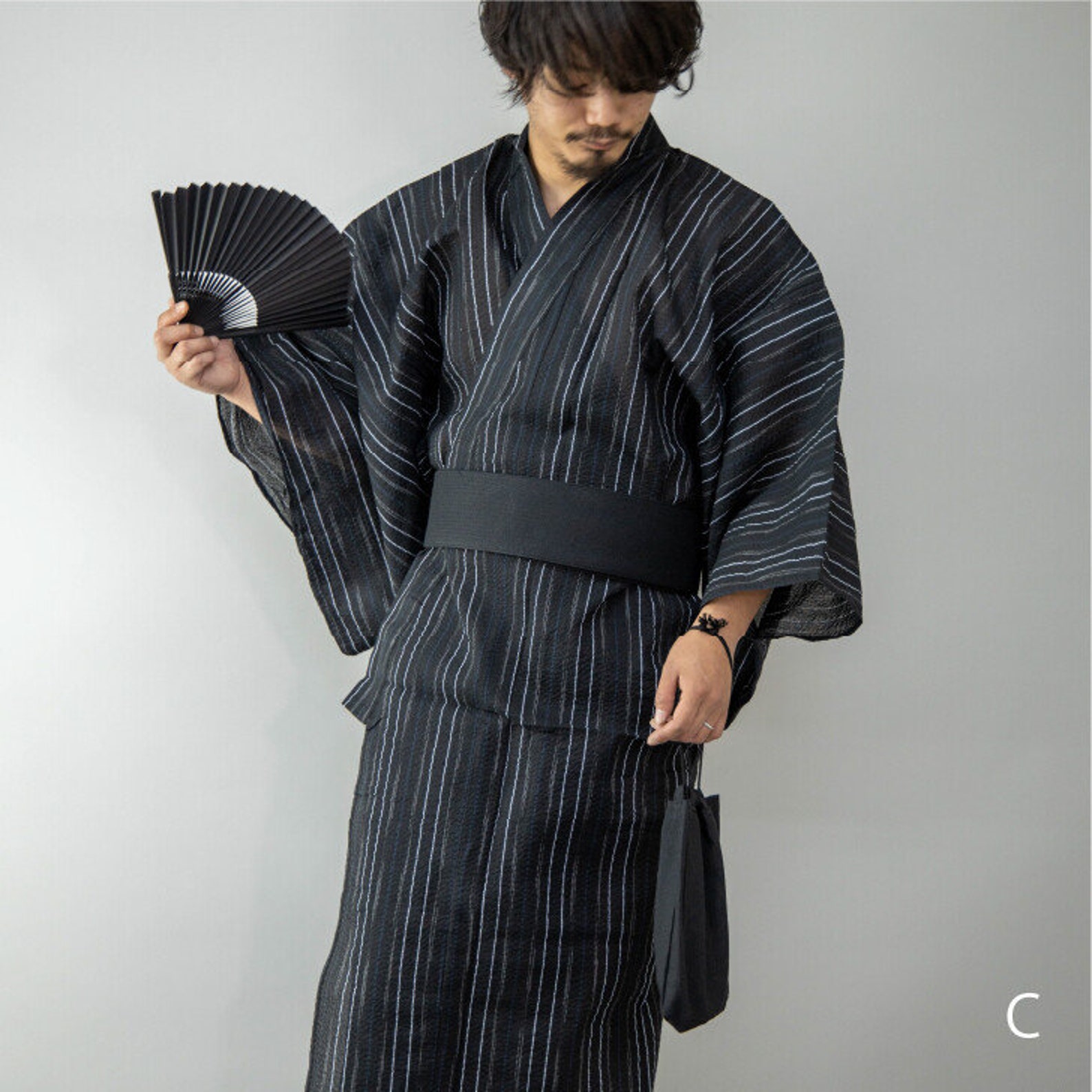 Mens Yukata Robe Yukata Kimono for Men Japanese Kimono Set Etsy