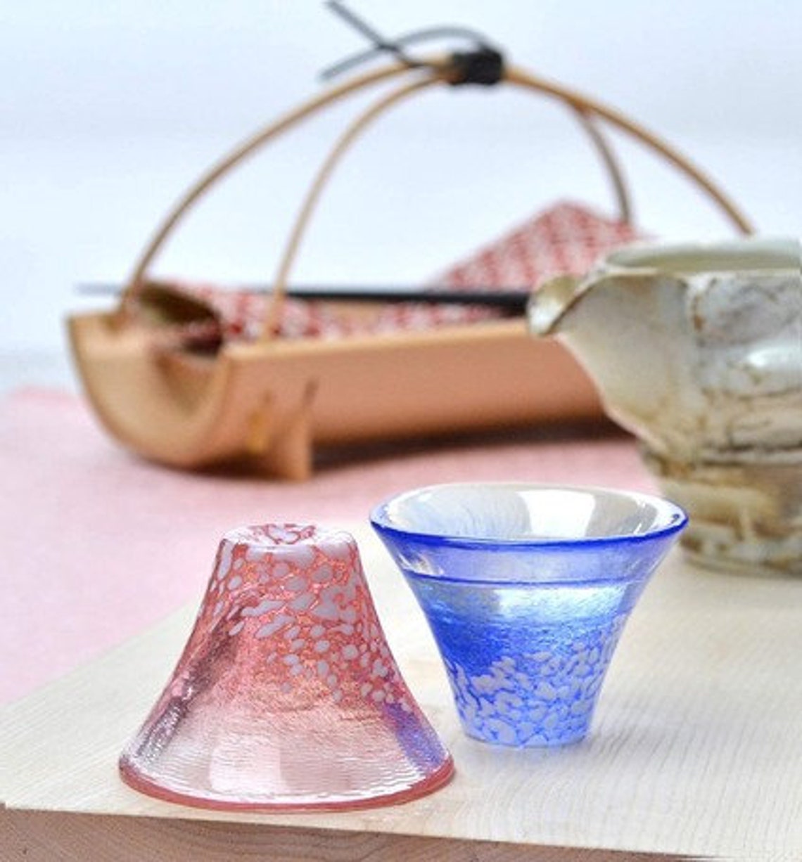 Handmade Sake Glass Made in Japan Mount Fuji Cold Sake Cup Etsy
