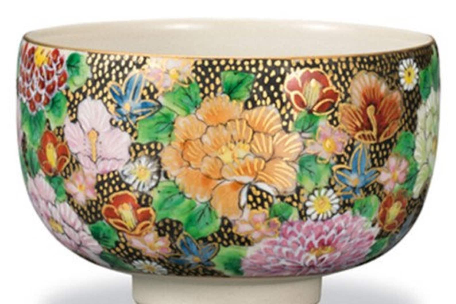 Japanese Kutani Yaki Kutani Ware Pottery Matcha Bowl Chawan Etsy