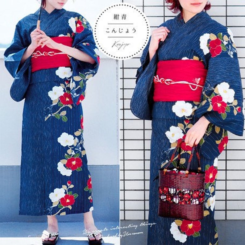 Kimono Japanese Yukata Female Yukata Kimono Yukata Robe Etsy