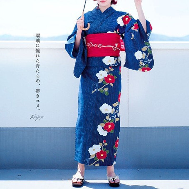 Kimono Japanese Yukata Female Yukata Kimono Yukata Robe Etsy