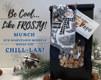 Even Frosty's 'Nuts' for Gourmet Hazelnuts! BE COOL like FROSTY...Gift these Merry Morsels for Winter Birthdays, Stocking Stuffers, Snacks