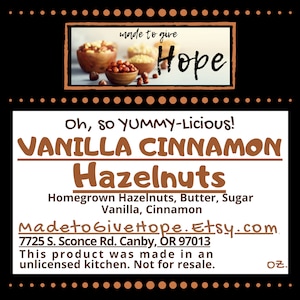 Vanilla CINNAMON Hazelnuts are Pure BLISS for the Hazelnut Lover SCRUMPTIOUS Treat/Party Favor/Foodie Gift/Charcuterie board/Wedding Favor image 1