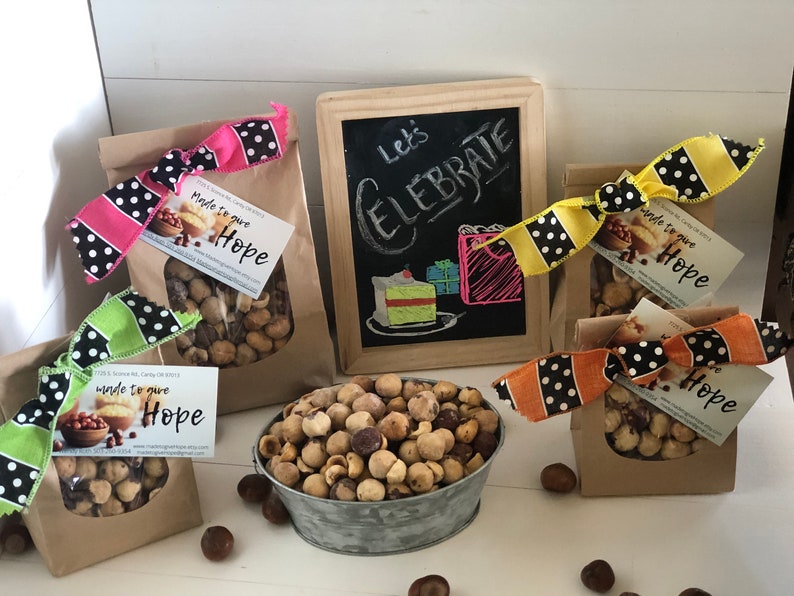 Happy Birthday YUMMY-licious Hazelnuts: Perfect HEALTHY Gift, Party Treat & Party Favor for Everyone you Appreciate GF,Low Carb,Keto Polkadot collection