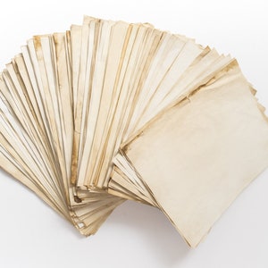 25 hojas de papel teñido con efecto grunge, papel teñido con té y teñido con café, papel envejecido, diario basura, álbumes de recortes, collages, papelería efímera