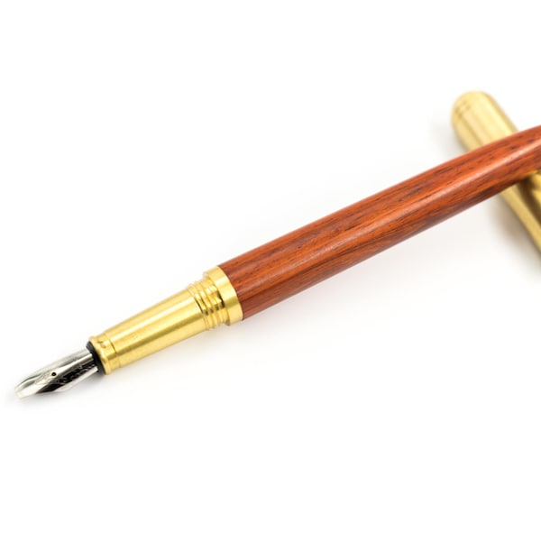 Wood Fountain Pen - 2.9 Nib | Parallel Calligraphy Pen, Flat Tip, Brass Metal, Refillable, Gothic Roman, Wedding Gift, Letter Writing