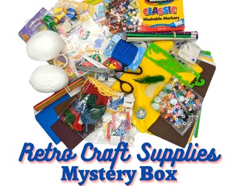 Retro Craft Supplies Destash Mystery Box | Vintage 90s - 2000s Grab Bag, Junk Journal Kit, Scrapbooking, Kids Children Collage Inspiration