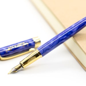 Pluma estilográfica de metal color morado mármol/pluma caligráfica, regalo para el día de la madre de hijo o hija, instrumento de escritura, recargable, escritores, nuevo trabajo