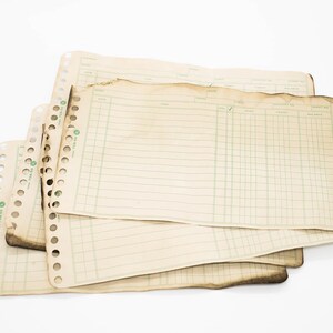 Koffiegeverfde papieren grootboekbladen | 10 st vintage boekhouding thee gekleurd papier koffie gekleurd oud papier rommel dagboek papier plakboek kortstondige