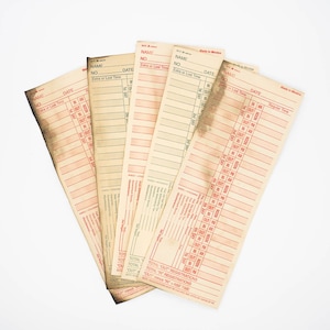 Coffee Dyed Paper Time Cards | 5 PC Tea Stained Paper Coffee Stained, Aged Paper Junk Journal Paper, Scrapbook, Collage, Stationary Ephemera