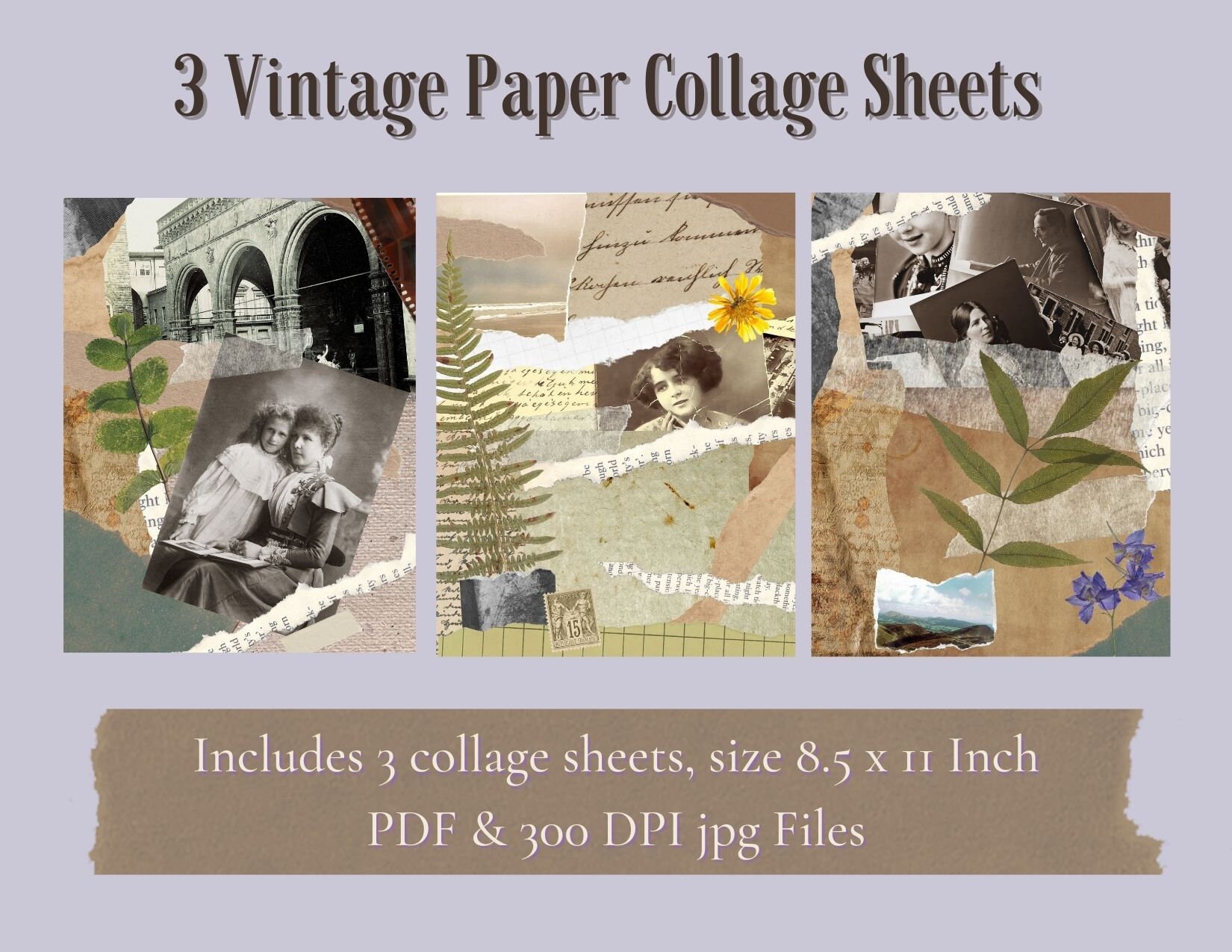 Digital Junk Journal Ephemera - Vintage Paper Collage Sheets, Printable ...