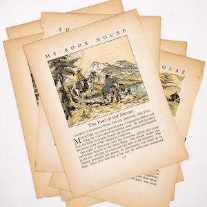 Páginas de livro de ilustração colorida vintage | Páginas de livro antigas, suprimentos de efêmeras de diário de lixo, papel de scrapbook, pacote de efêmeras, artesanato em papel antigo