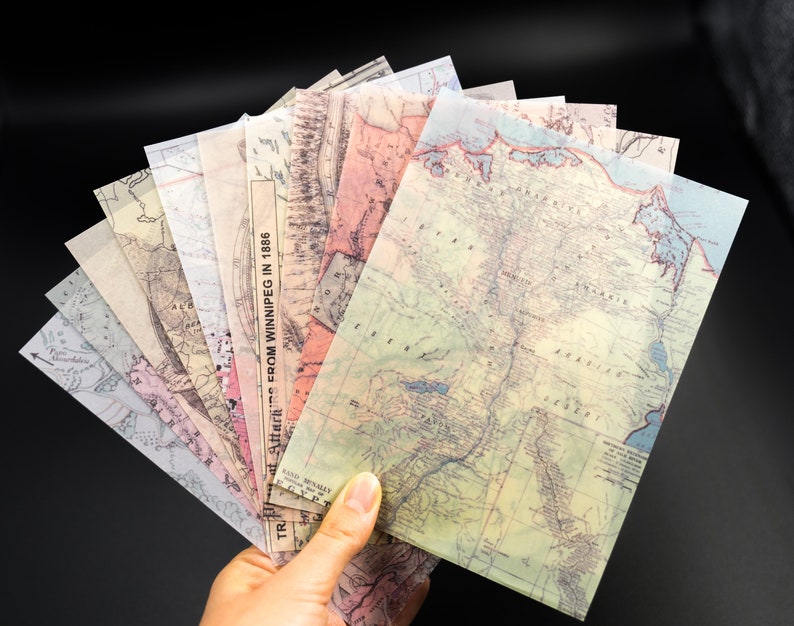 Vintage Maps 20 Sheets Vellum Maps Ephemera Junk Journal Etsy Australia