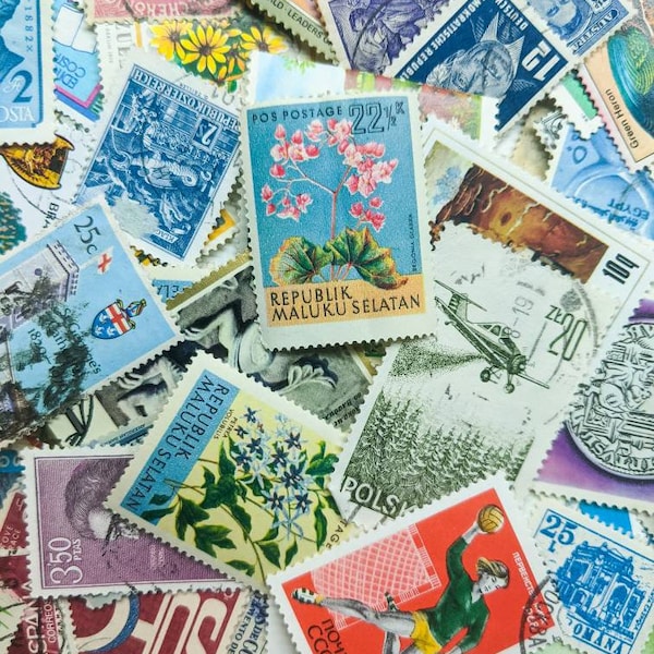Vintage Postage Stamps | Cancelled Stamps, Worldwide Used Stamps, Ephemera Pack, Stamp Collection, Stamps Sets, Stamp Lots, Junk Journal kit