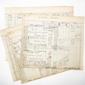 Antiek vintage grootboekpapier uit de jaren 40 | Handgeschreven boekhouddocument Ongewenste dagboeken Ephemera Scrapbook Paper Pack Mixed Media Oud papier ambacht