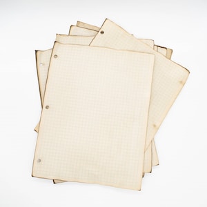 10 Sheets Graph Paper Coffee Dyed | Tea Stained Grid Paper, Coffee Stained, Aged Paper, Junk Journal Paper, Scrapbook, Vintage Ephemera