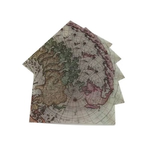 Vellum Map Envelopes - Set of 5 | Translucent Envelope, Transparent, Junk Journal, Clear Stationery, Vintage, Cute Stationary, Pen Pal