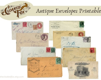 DIGITAL Vintage Envelopes, Postal Covers | Printable Junk Journal Ephemera, Antique Handwritten Letters, Mail, Instant Download, Scrapbook