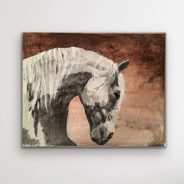 fine art paper print from Lipizzaner stallion original acrylic horse painting on canvas