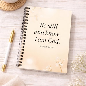 Diario cristiano para mujeres / Cuaderno "Estad quietas y sabed" / Diario de oración floral "Fe y fe" 6x8