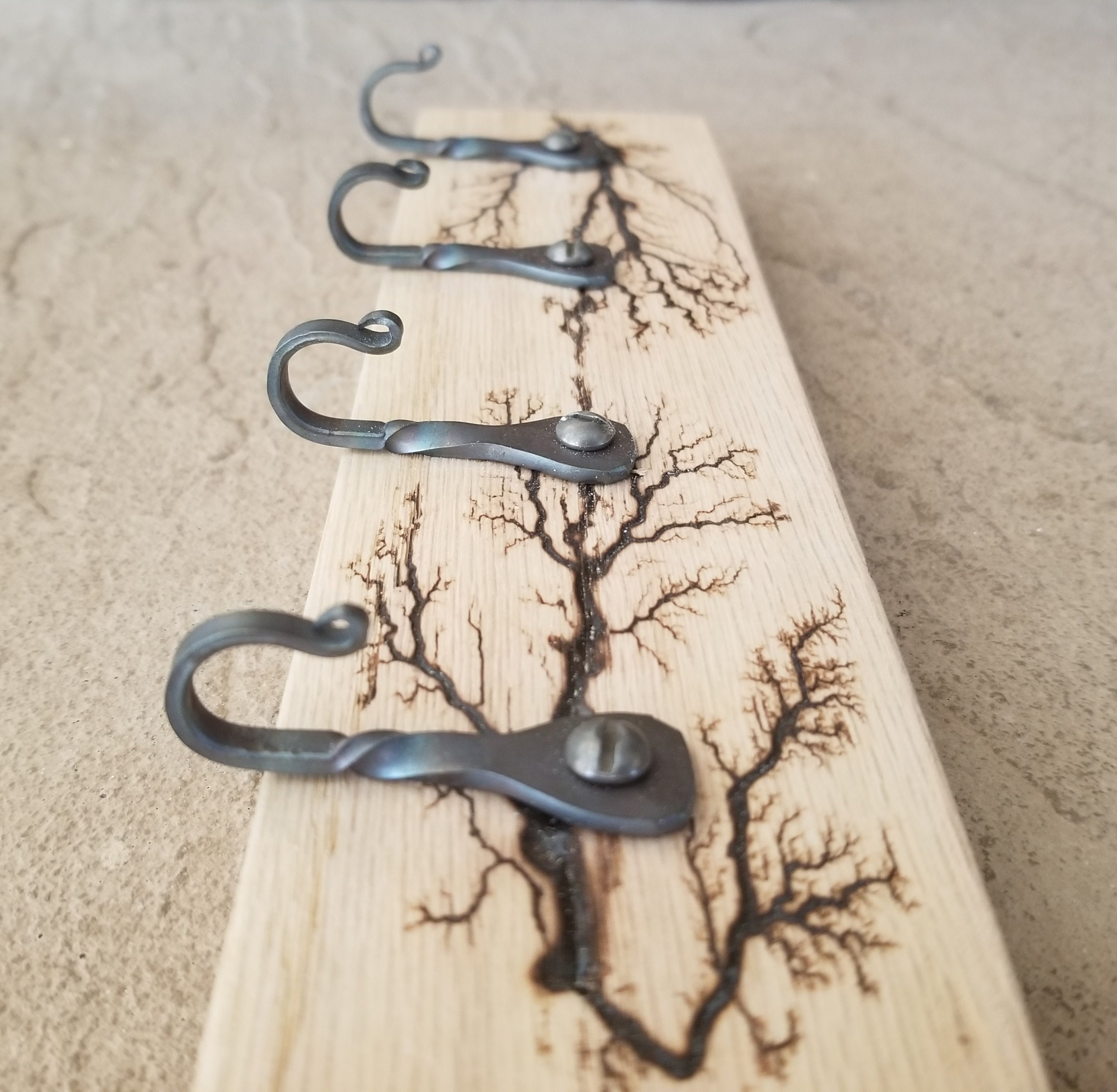 Key Holder, Lichtenberg Figures, Fractal Wood Burning, Home Decor, Man  Cave, Wall Mounted, Wood Key Holder, Key Ring Holder, 