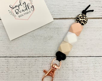 Keychain, Silicone Beaded, Accessories, Wedding Favours, Leopard Print, Gift