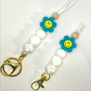 Lanyard, sleutelhanger, badgehouder, leraar cadeau, siliconen kraal lanyard, blij gezicht