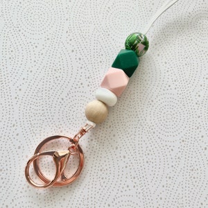 Lanyard, Keychain, Badge Holder, Teacher Gift, Silicone Bead Lanyard, Palm Trees