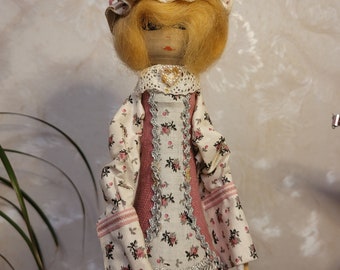 Vintage sweden art cloth doll girl Patricia with umbrella. Handmade production.