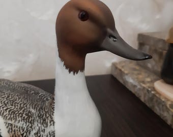 Vintage art ceramic figurine duck hand painted author&#39;s signature Made Spain.