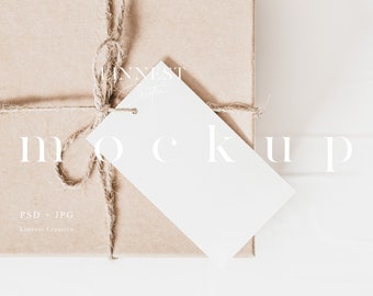 Gift tag mockup simple white, Christmas gift tag mockup 2x3.5, Holiday tag mock up, Minimalist empty gift tag mock up, Christmas mockup 031