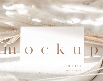 Boho business card mockup, Neutral place card mock up, Modern wedding stationary Smart Object mockup, Minimal folded place card mockup LC1