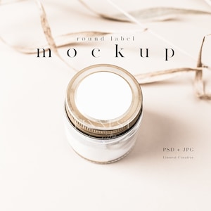 Blanco ronde stickers label mockup, ronde pot label mockup, bruiloft gunst tag mockup, minimalistisch leeg wit label, bedankje tag mockup