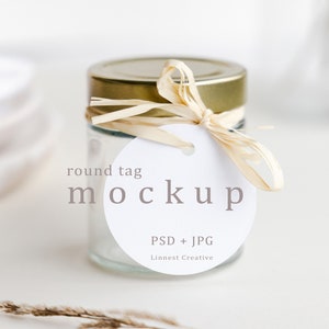 Ronde gift tag mockup, Favor tag mockup, Blank ronde label, Minimalistische lege witte kaart, Bruiloft briefpapier mockup, natuurlijke tonen