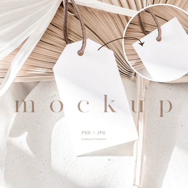 Boho Geschenkanhänger Mock-up, Hochzeit Gunsten Tag Mockup, moderne Weihnachten Geschenk-Tag Mockup, minimalistische leere Geschenkanhänger, einfache erdige Tag Mockup LC1