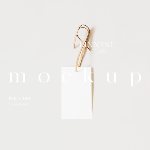 Gift tag mockup simple modern, Wedding favor tag mockup, Modern light Christmas gift tag mockup 2x3.5, Minimalist empty gift tag mock up 023