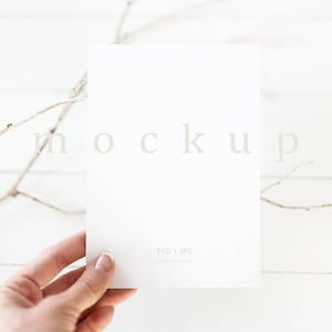 5 x 7" kaart mockup, uitnodiging mockup, minimalistische lege witte kaart, bruiloft briefpapier mockup, natuurlijke tinten lege witte kaart