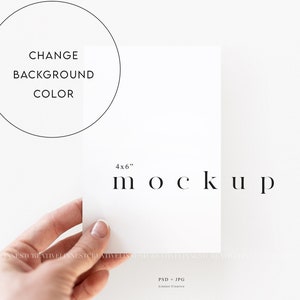 4x6 kaart mockup Smart Object, wenskaart mockup, hand met kaart mockup, minimalistische kaart mockup, bruiloft stationaire mockup eenvoudig 07