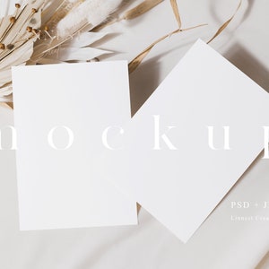 Dubbele kaart mockup, Boho kaart mock up, Bruiloft stationaire mockup, Minimalist save the date twee zijden mockup, 5x7 " Moderne neutrale kaart LC3