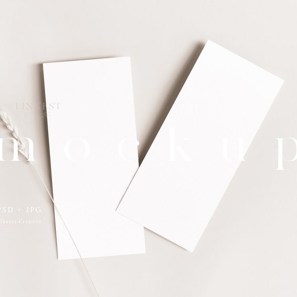 4x9" Minimal wedding program mockup, Modern wedding stationary mockup, Double sided menu mockup, Simple neutral wedding program mock up 010