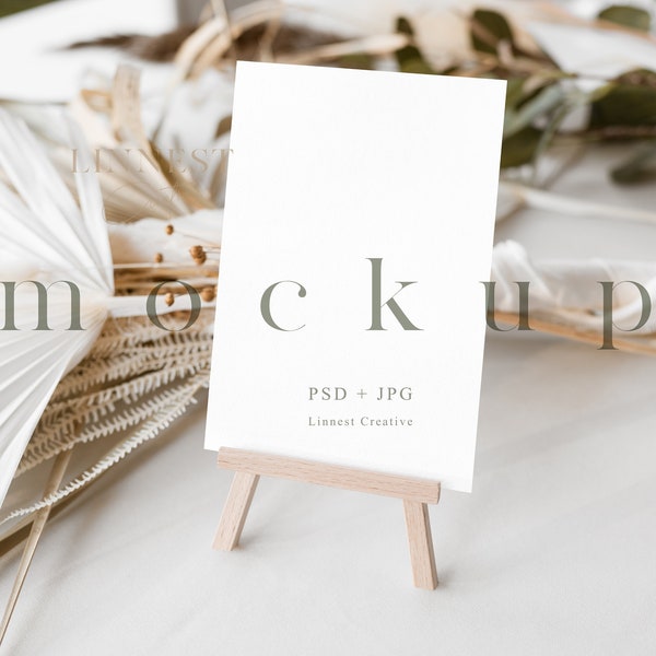 4x6 card mockup, Table number mockup, Card mockup Smart Object, Wedding mock up, Table easel card mockup, Minimalist 6x4 card mockup 08